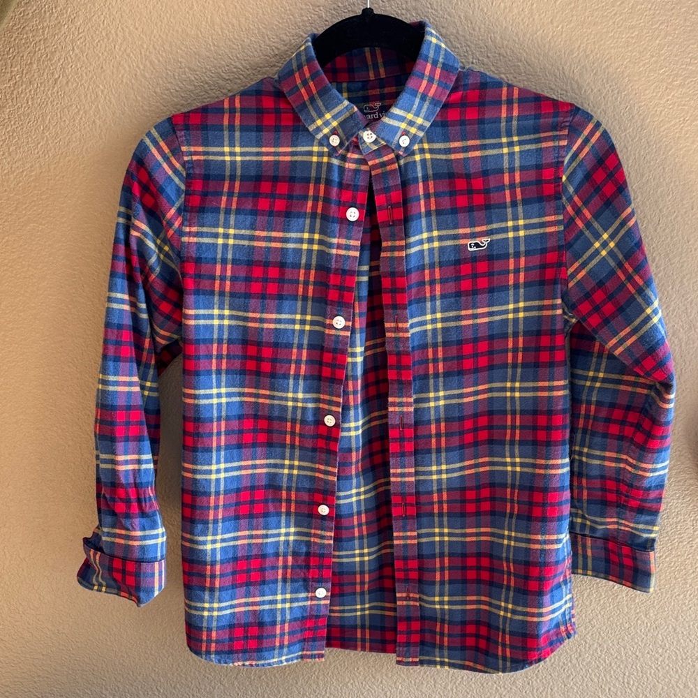 Vineyard Vines Kids Red and Blue Checkered Shirt